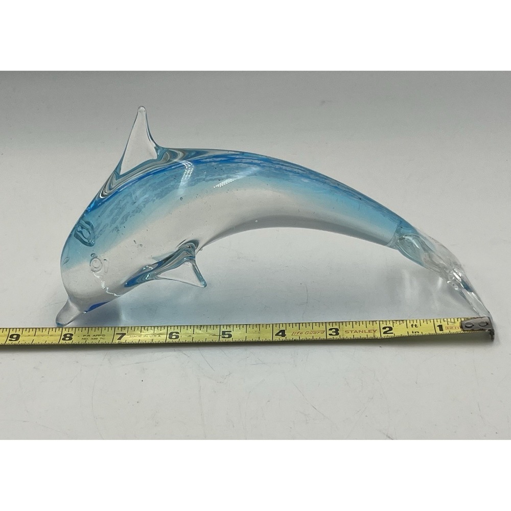 Fifth‎ Avenue Crystal LTD Hand Blown Glass Blue Dolphin 8" Paper Weight?